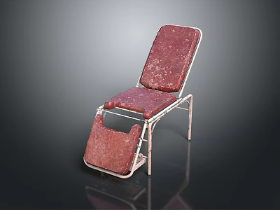 Modern Red Padded Recliner Chair with Metal Frame and Soft Upholstered Fabric 3d model
