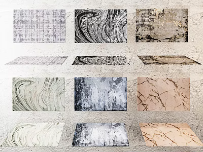 Stylish Square Rugs With Various Patterns And Modern Textures For Home Decor 3d model