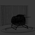 Helicopter On Exhibition Stand With Screen Showing Ocean View Blue Sky White Clouds Waves