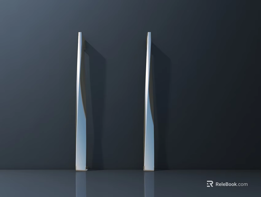 Modern Silver Slender Conical Roadside Safety Facilities On Highway With Reflective Surfaces 3d model