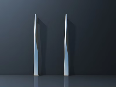 Modern Silver Slender Conical Roadside Safety Facilities On Highway With Reflective Surfaces 3d model