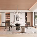 Modern dining table and chair combination 3d model