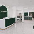 Modern Beauty Hair Salon Interior With Green Chairs And Styling Stations