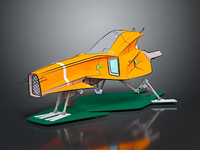 Orange Commercial Equipment With White Stripes Green Accents And Mechanical Support Legs 3d model