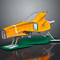 Orange Commercial Equipment With White Stripes Green Accents And Mechanical Support Legs