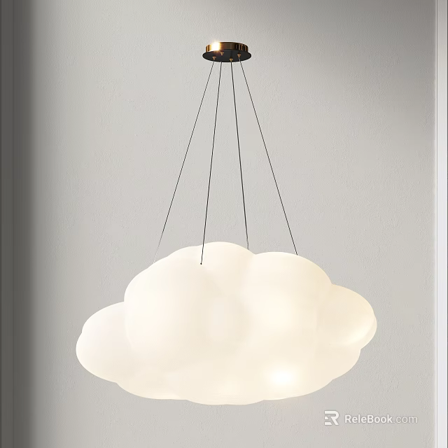 White Cloud Shaped Hanging Pendant Light for Modern Interior Room Decor 3d model