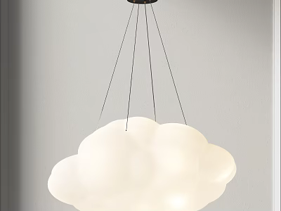 White Cloud Shaped Hanging Pendant Light for Modern Interior Room Decor 3d model