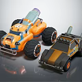 Electric Toy Monster Truck Racing Car Orange Brown Big Wheels Roof Exhaust for Kids Play