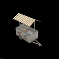 Fresh Hot Dog Street Food Cart With Striped Awning And Condiments