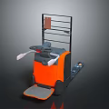 Orange Electric Pallet Truck With Control Handle Standing Platform And Fork Frame
