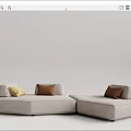 Light Gray Sectional Sofa With Yellow And Brown Cushions Modern Design 3d model