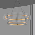 Modern Circular Multi layered Transparent Chandelier with Soft Lighting Illuminated in Minimalist Interior