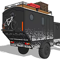 Black Camper Truck With Roof Rack Basket And Large Tires Patterned Body For Outdoor Adventures