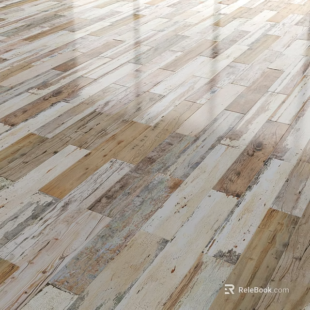 Natural Wooden Floor With Rustic Wood Grain And Various Tones For Home Interior 3d model 