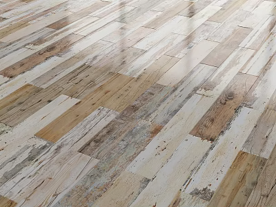Natural Wooden Floor With Rustic Wood Grain And Various Tones For Home Interior 3d model