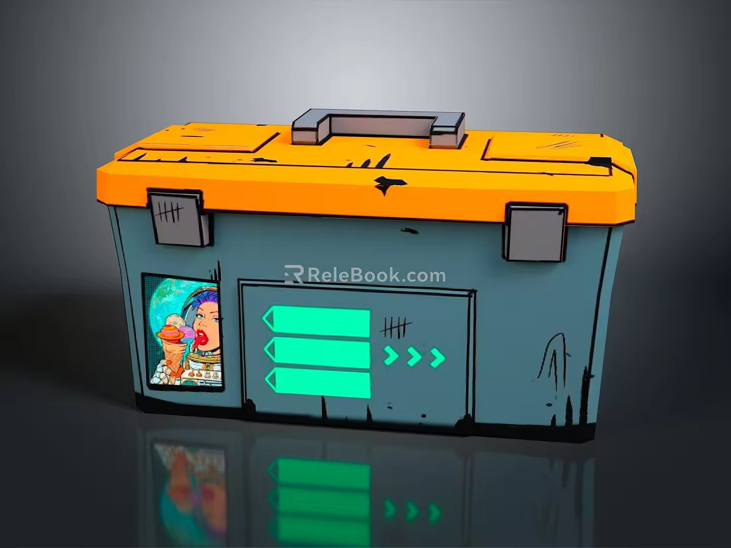 Toolbox tin box iron box plastic box container realistic 3d model