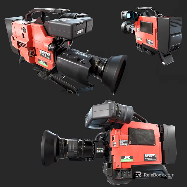 JVC Professional Red Digital Video Camera With High Definition Lens And Multi Angle Design 3d model 