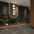 Modern Staircase Interior With Red Handrails Black Walls Marble Flooring And Warm Lighting