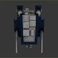 Blue Mechanical Robot Character From Game And Movie With Red Buttons And Metallic Structure