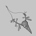 Decorative Skull Ornament With Bone Feathers And Beads Design