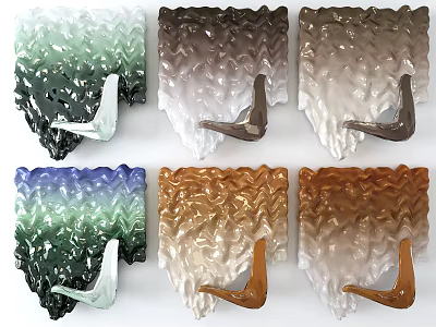 Creative Wavy Texture Wall Decor in Various Colors with Hanging Hooks for Home Decoration 3d model