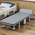 Hospital Ward Setting With Patient Bed And Foldable Accompanying Care Bed On Wooden Floor
