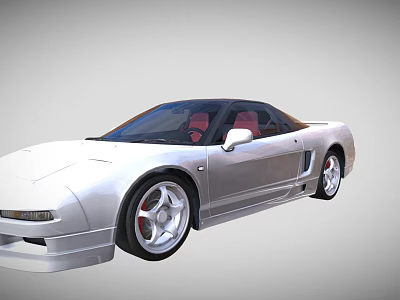 Sleek Silver Two Door Sports Car With Red Seats And Alloy Wheels 3d model