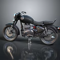 Black Classic Motorcycle With Single Seat And Shiny Chrome Engine Details 3d model