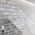 Brick Wall Components Featuring Gray And White Bricks With Mortar Joints 3d model
