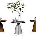 Modern side several corners several metal round several glass round several marble round several plant decoration ornaments 3d model