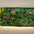 Rockery Stones Decorative Indoor Green Wall With Colorful Flowers And Various Plants