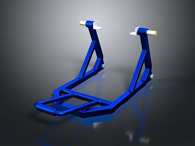 Sturdy Automotive Blue Metal Chassis Frame Structure Featuring White End Components 3d model