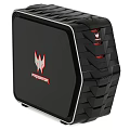 Two Black PC Towers With Red Logo And Modern Textured Design And Ventilation Holes