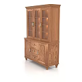 Traditional Oak Wood China Cabinet With Glass Doors Drawers And Display Shelves