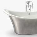 Sleek Freestanding Bathtub With Metallic Finish And Modern Faucet Design Details