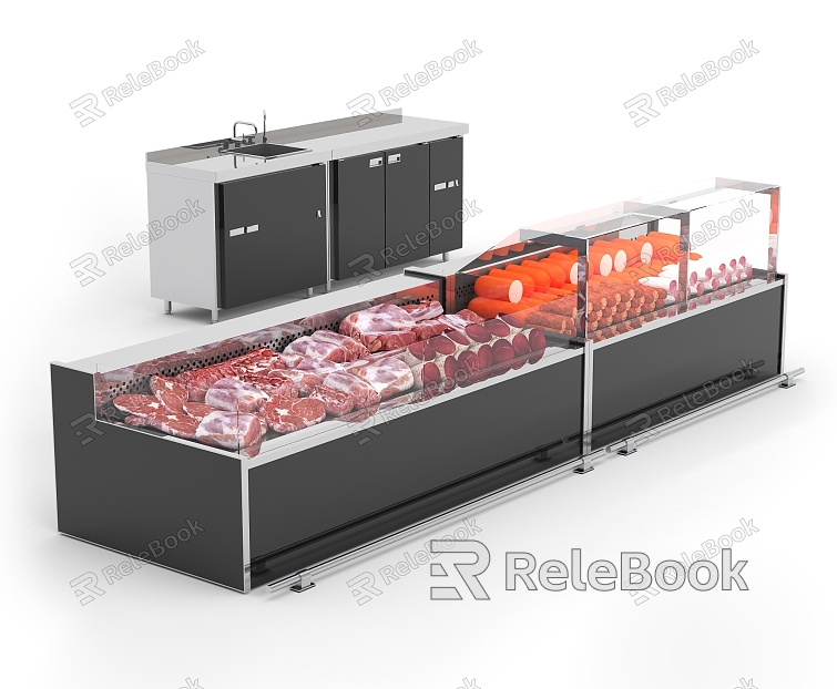 Kitchen Refrigerated Cabinet Realistic Kitchenware Kitchen Cabinet Refrigerated Cabinet Electrical Appliances Freezer Equipment Home Appliances Food Meat Fresh-keeping Cabinet model