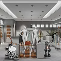 Stylish Fashion Clothing Store Interior With Mannequins Clothing Racks Displayed Bags And Decorative Elements