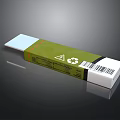 Green Product Packaging Box With Recycling Symbol And Barcode Label