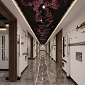 Restaurant Interior Featuring Central Large Tree Decorative Stone Basin And Wooden Furniture