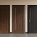 Modern Wooden Hinged Doors with Herringbone Pattern in Brown Black Tones 3d model