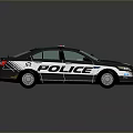 Black and White Police Sedan Car With 074 Number And Roof Lights