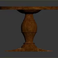 Classic Wooden Round Dining Table With Carved Pedestal Base And Natural Texture