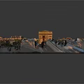 Arc de Triomphe In Cityscape With Historic Buildings 3d model