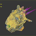 Futuristic Sci-Fi Mechanical Vehicle With Blue Orange Accents Detailed Structure And Thrusters