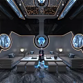 Futuristic KTV Lounge With Modern Sofas Ambient Lighting And High Tech Decor 3d model