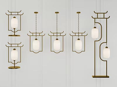 New Chinese lamp combination 3d model