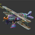 Vibrant Space Themed Biplane With Colorful Intricate Patterns And Structural Details