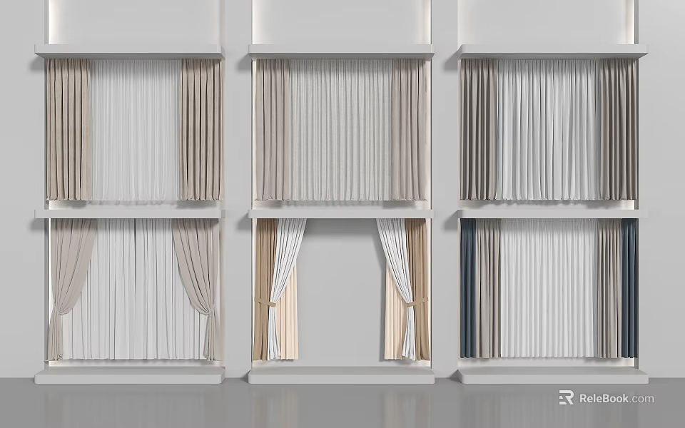 Various Stylish Curtain Designs In Different Colors For Home Window Decoration Ideas 3d model 