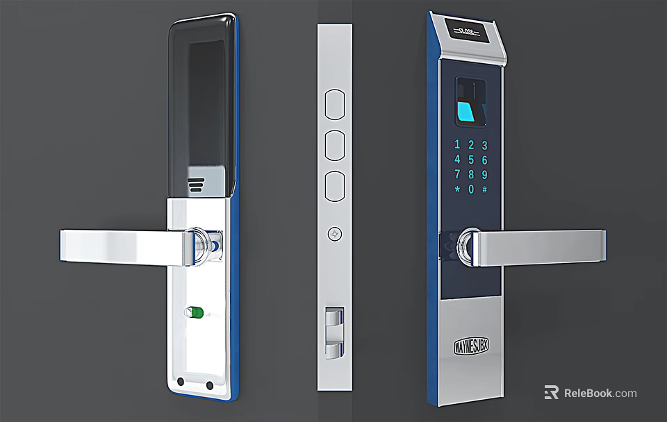 Smart Door Handle For Home Security With Fingerprint Recognition And Keypad 3d model 