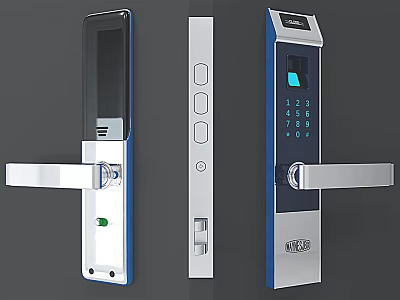 Smart Door Handle For Home Security With Fingerprint Recognition And Keypad 3d model